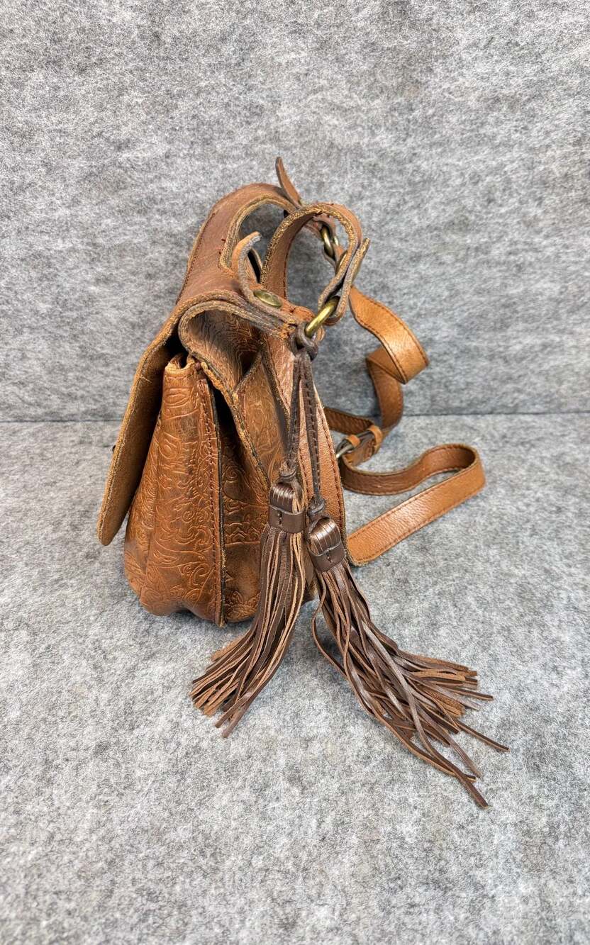 Patricia Nash Tooled Leather Crossbody Saddle Bag with Tassels - Picture 2 of 8